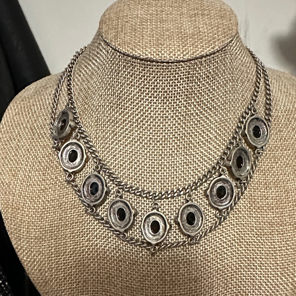Chic Silver and Black Statement Necklace - Picture 2 of 3